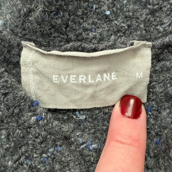EVERLANE Confetti Crew Charcoal Gray Merino Wool Sweater Medium - Picture 13 of 15